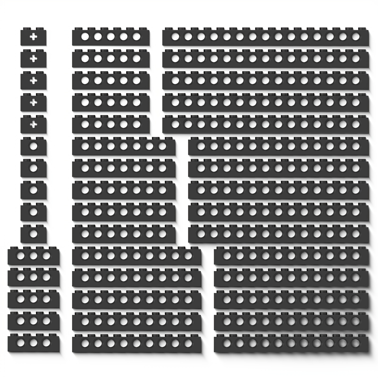 Image of 45pcs Bulk Technical Building Blocks & Connectors - Compatible With Moc Models, Numbered Parts (32064, 3700, 3701, 3894, 3702, 2730, 3895, 32018, 3703) For Stem Toys, Model Building &