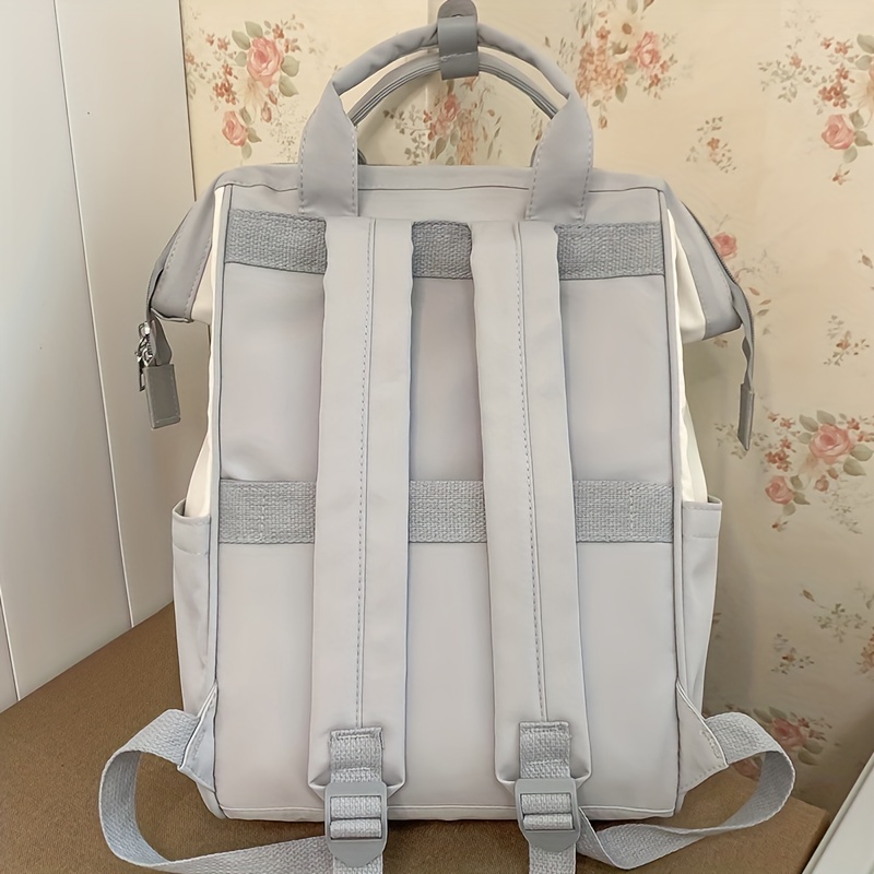 Contrast Tote Backpack Preppy Style School Bag For Travel Work