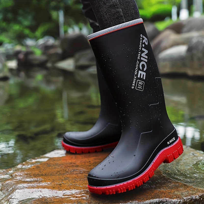Women Mens Calf Pvc Rain Boots Non Slip Wear Resistant Waterproof