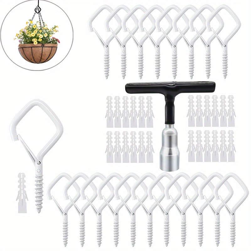 ADIIL 20 PCS Q Hanger Hooks with Safety Buckle, Windproof Screw Hooks for  Hanging Outdoor String Lights, Plants, Christmas & Patio Lights, 2.2  Inches