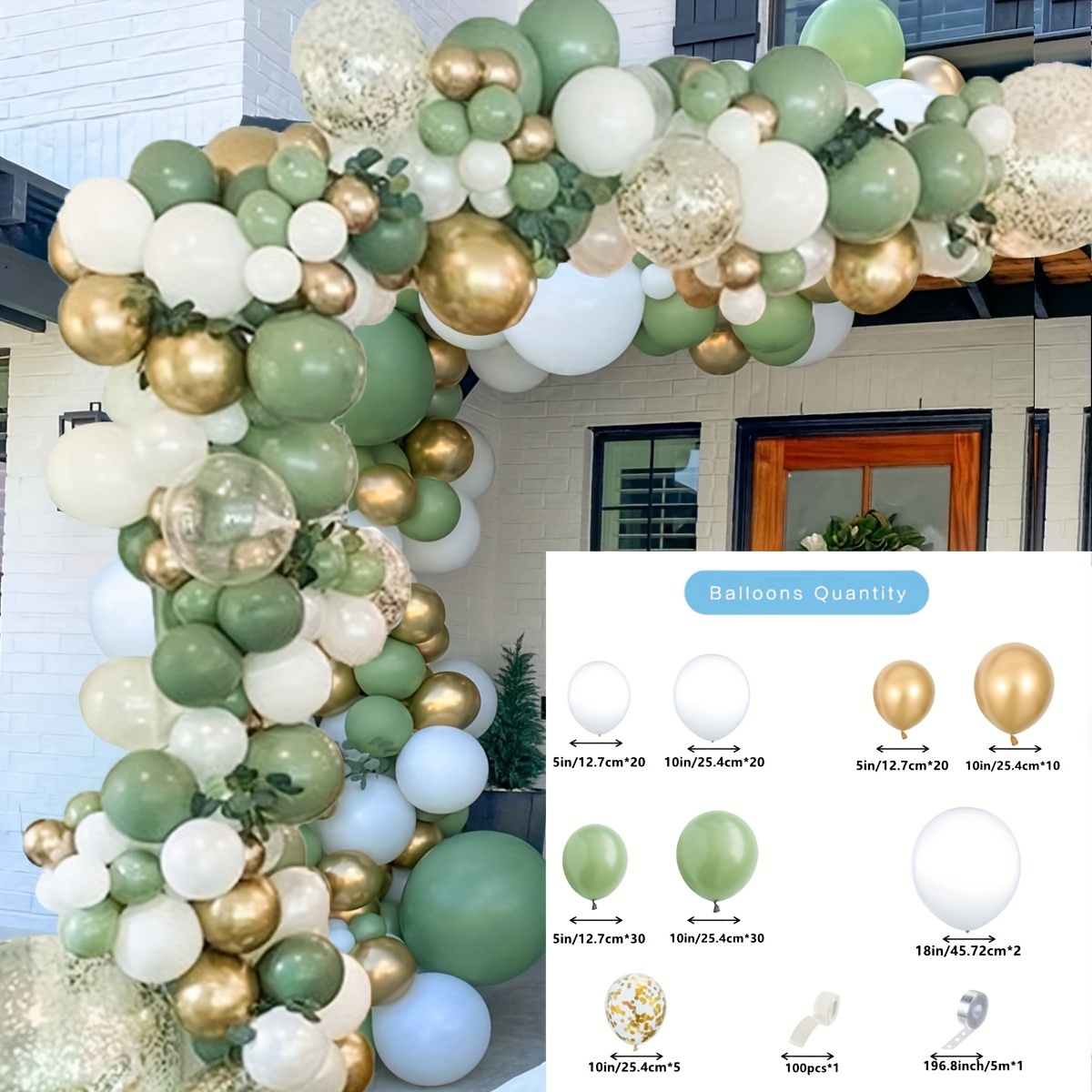 Green Balloon Garland Kit 137pcs Retro Olive Green, Peach White And Gold  Latex Balloons Arch Kit For Wedding Birthday, Baby Bridal Shower Decoration