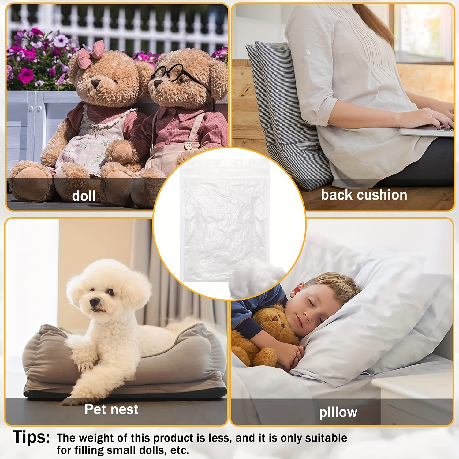1 Bag of Pillow Filling Stuffing Pillow Filling Pillow Filler Stuffed Animals Stuffing DIY Craft Stuffing, Size: 15x15x15CM