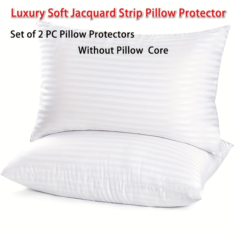 

2pcs White Pillow Protector High Quality Pillow Cover (without Core), High-end Jacquard Fabric Tightly Braided Zipper Design Pillowcases, No Noise