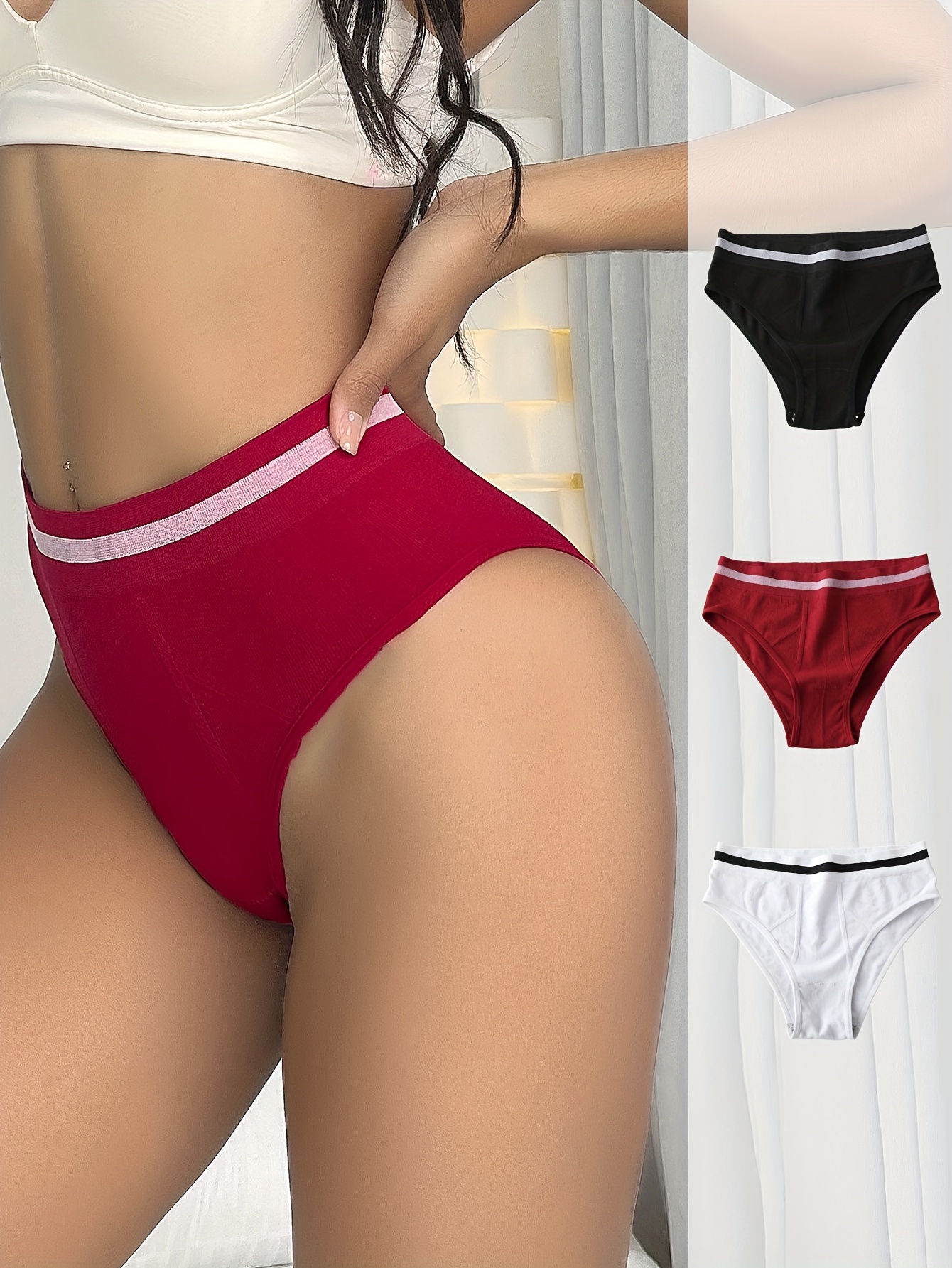 1 Pcs Underwear For Women Cheeky High Cut Colorful Stripes - Temu