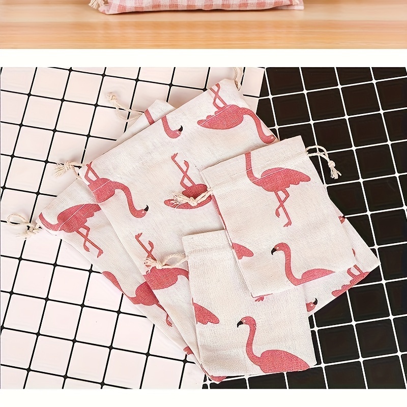 Printed Cotton Linen Drawstring Pocket Linen Bag Sundries Underwear Storage  Bag Travel Storage Gift Bag