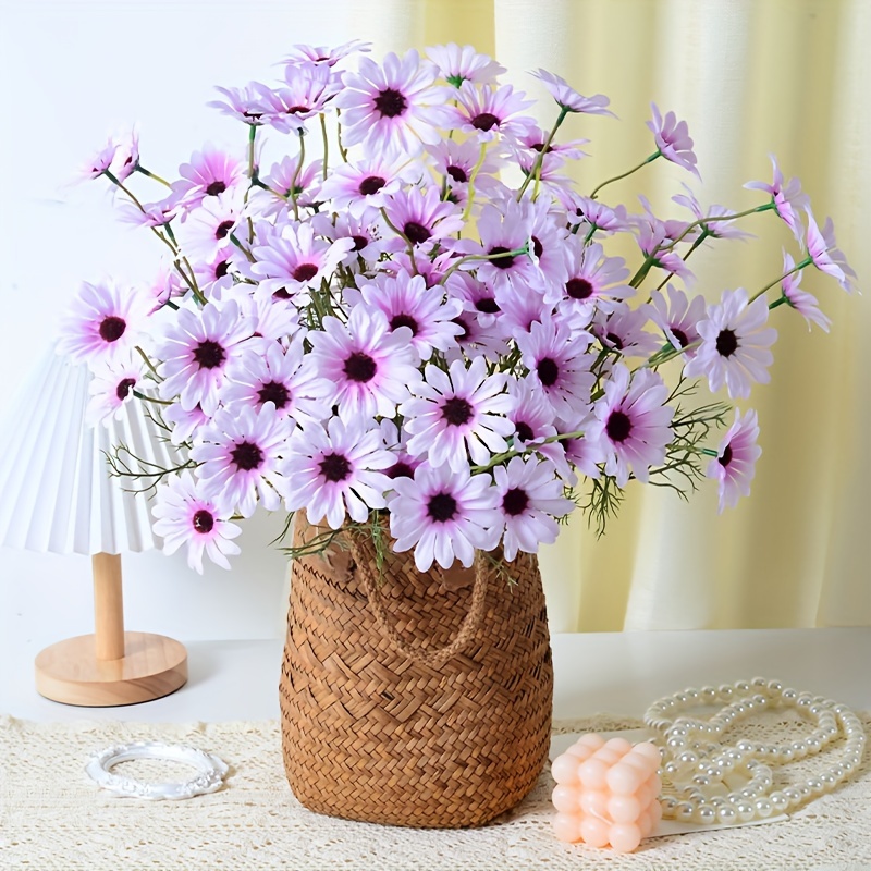 4 Bushes Lavender Lilac Silk Daisy Artificial Flowers, DIY Flower