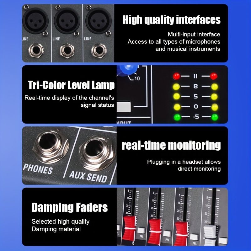 8/12-Channel Audio Mixer: Professional Sound Mixing Console With USB, XLR,  48V Power & RCA Input/Output For All Skill Levels