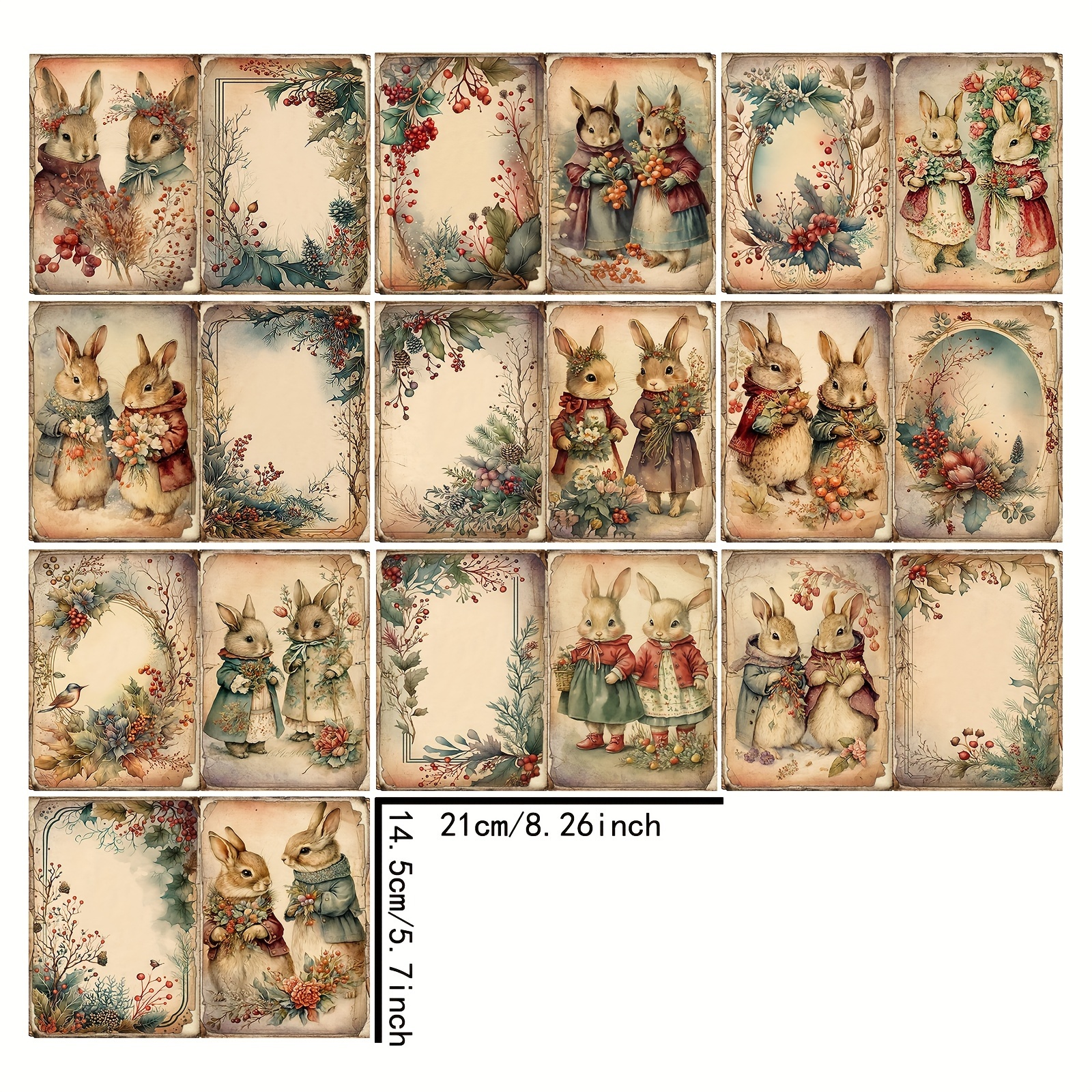 Vigus 10 Sheets Of Rabbits With Bright And Eyes, Meeting, For Garbage Diary, Magazine, , Journal, A5 Size, Craft Paper
