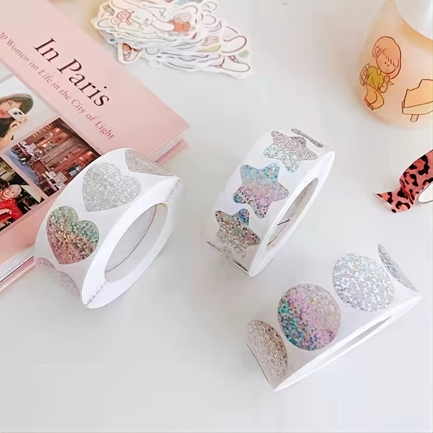 Rainbow Laser Heart Stickers Perfect For Scrapbooking - Temu