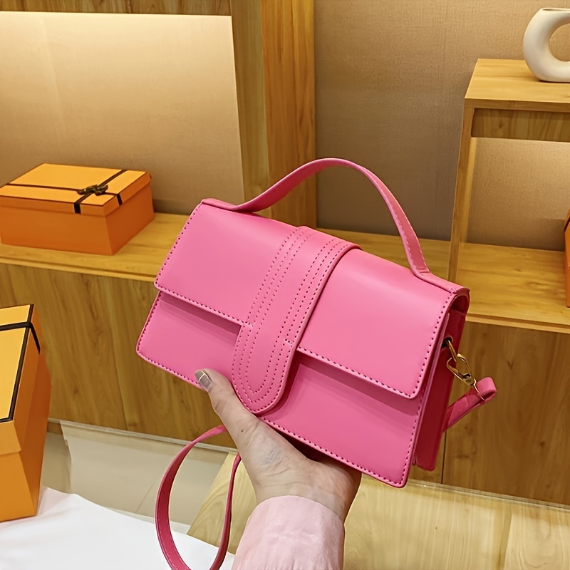 Solid Color Flap Square Crossbody Bags for Women Leather Trendy