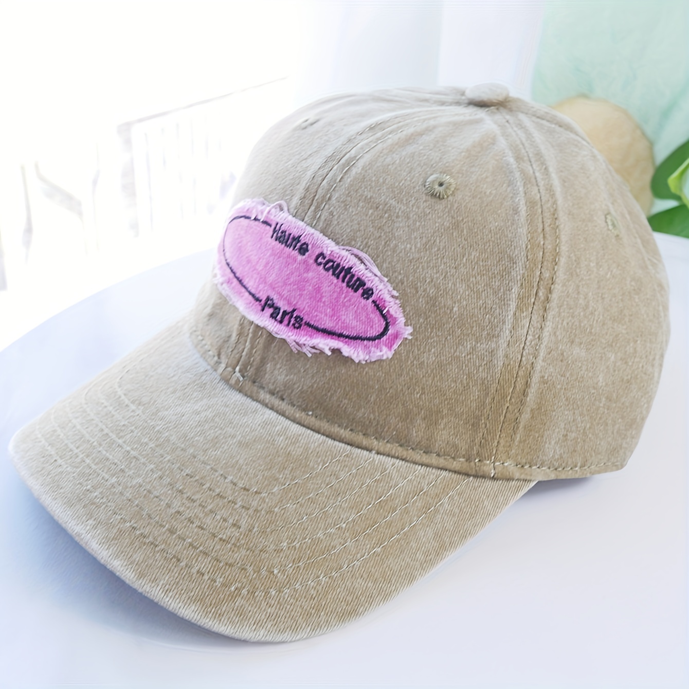 Oval Patch Vintage Baseball Washed Distressed Casual Sun Hat