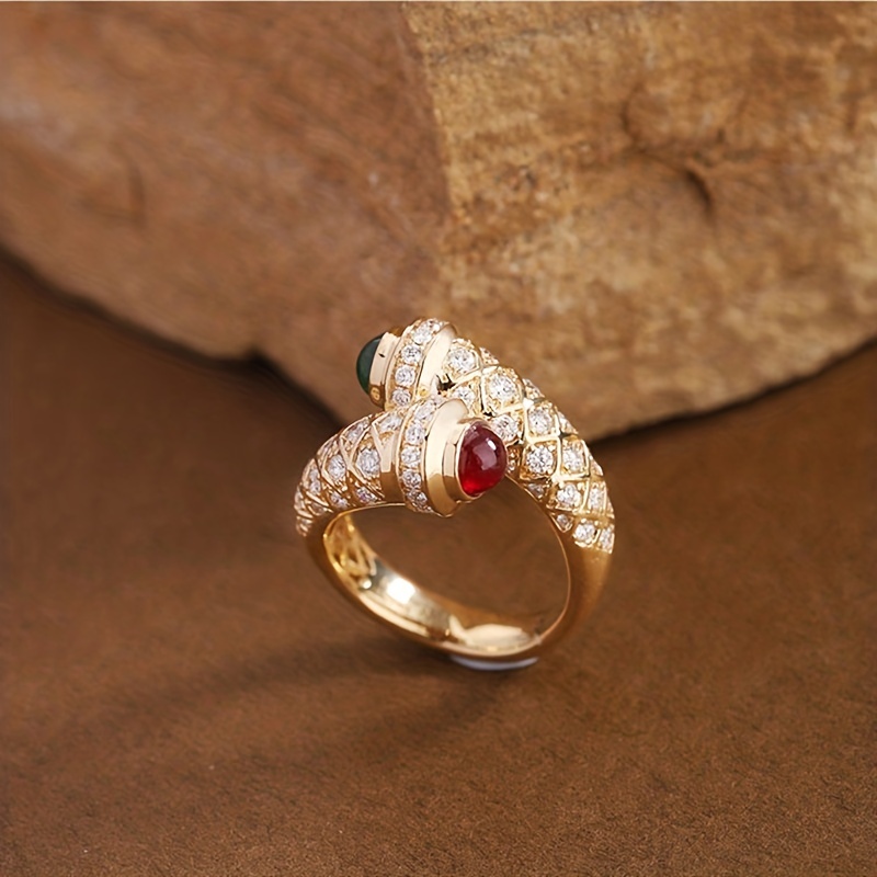 Boho Style Wrap Ring Nail Shape Inlaid Zircon