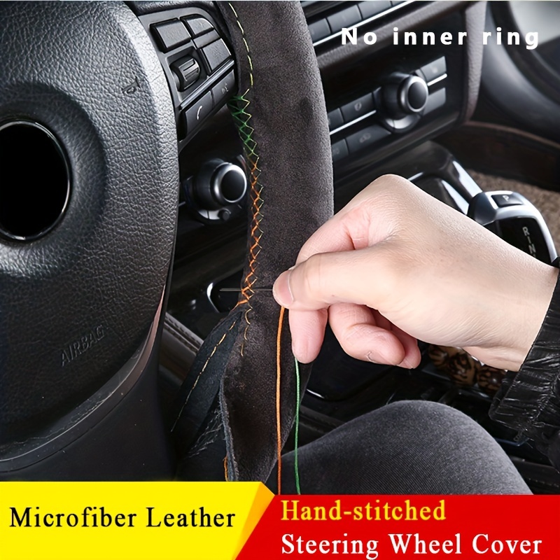 

Suede Steering Wheel Cover For Car Universal 38cm Braided Protection Faux Leather Anti Slip Interior Parts