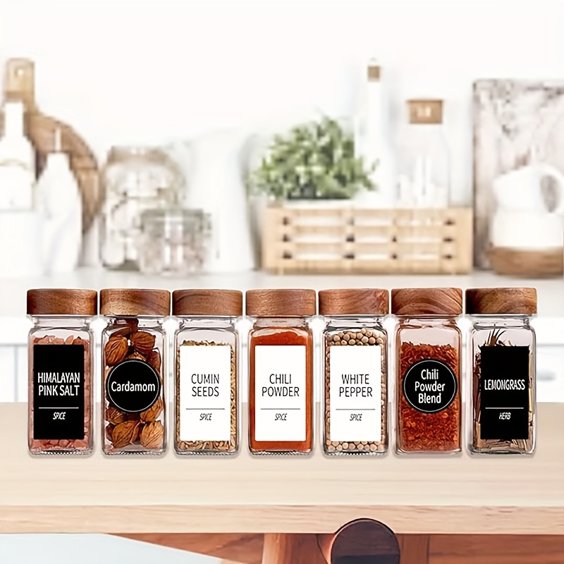 Glass Spice Jars With Bamboo Airtight Lids And Labels - Temu