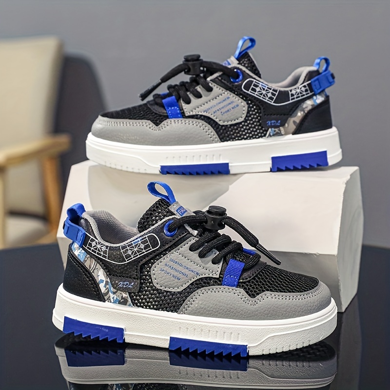 Trendy Low Top Mesh Sneakers For Boys, Breathable Lightweight Anti