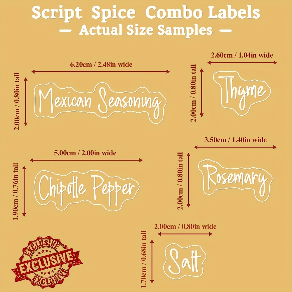 Spice Jar Labels Preprinted 300 Black & White Labels Water