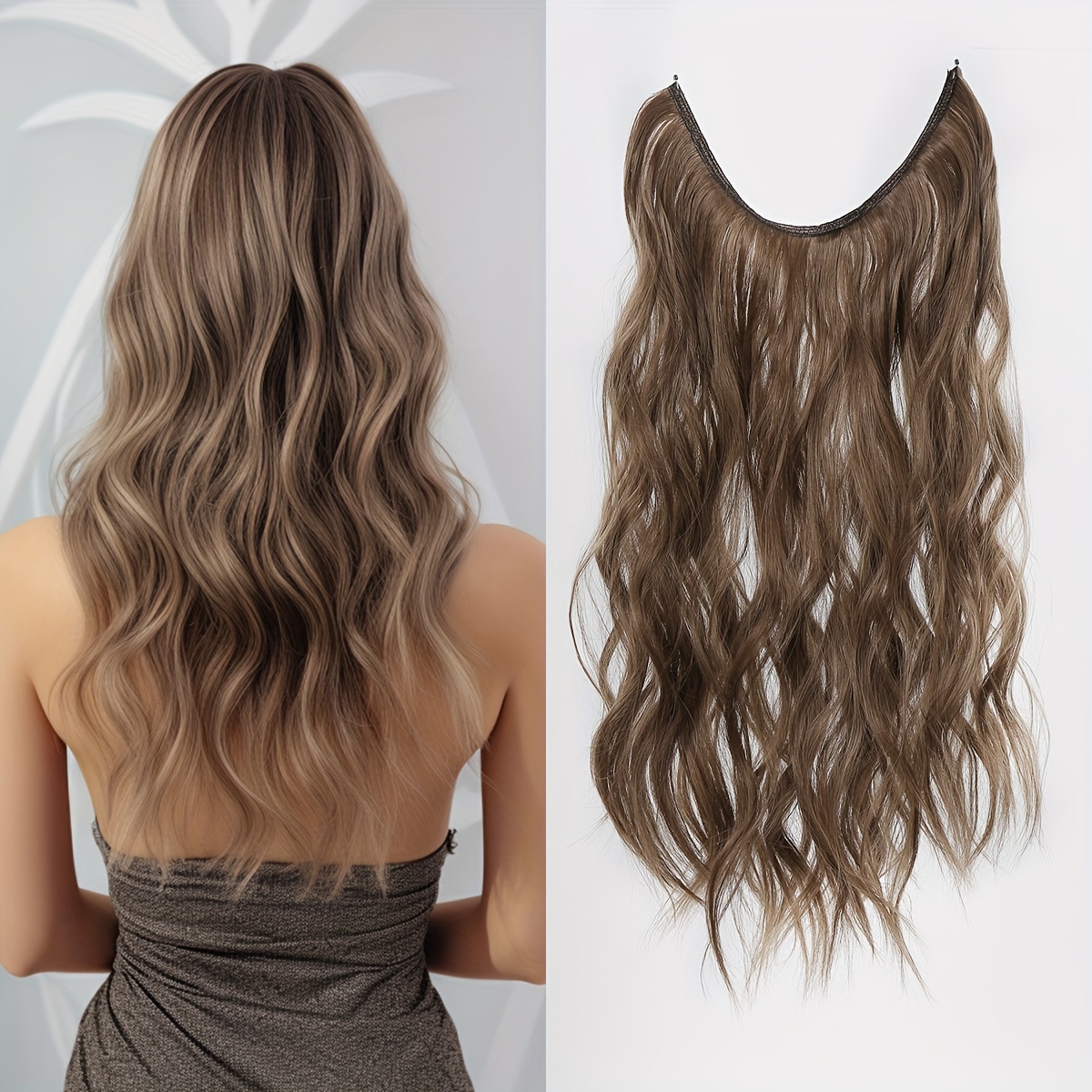 Long Curly Wavy Hair Extensions 55-88 cm Invisible Wire for Women