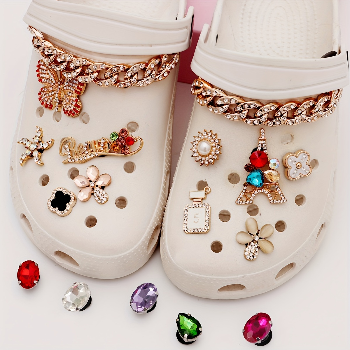Bling Shoe Charms Fits For Pet Shoes With Chains Designer Diamond