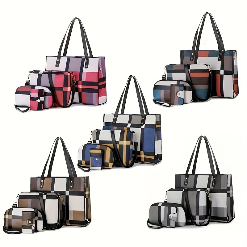 Women Solid Color Handbag + Crossbody Shoulder Bag + Hand Purse + Card  Holder for Daily Use New
