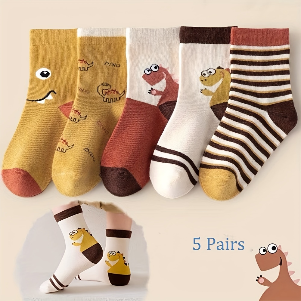 SOCKFUN Calcetines para niños de 4 a 10 años, divertidos calcetines de  dinosaurio espacial de tiburón animal para niños, paquete de 4 con caja de