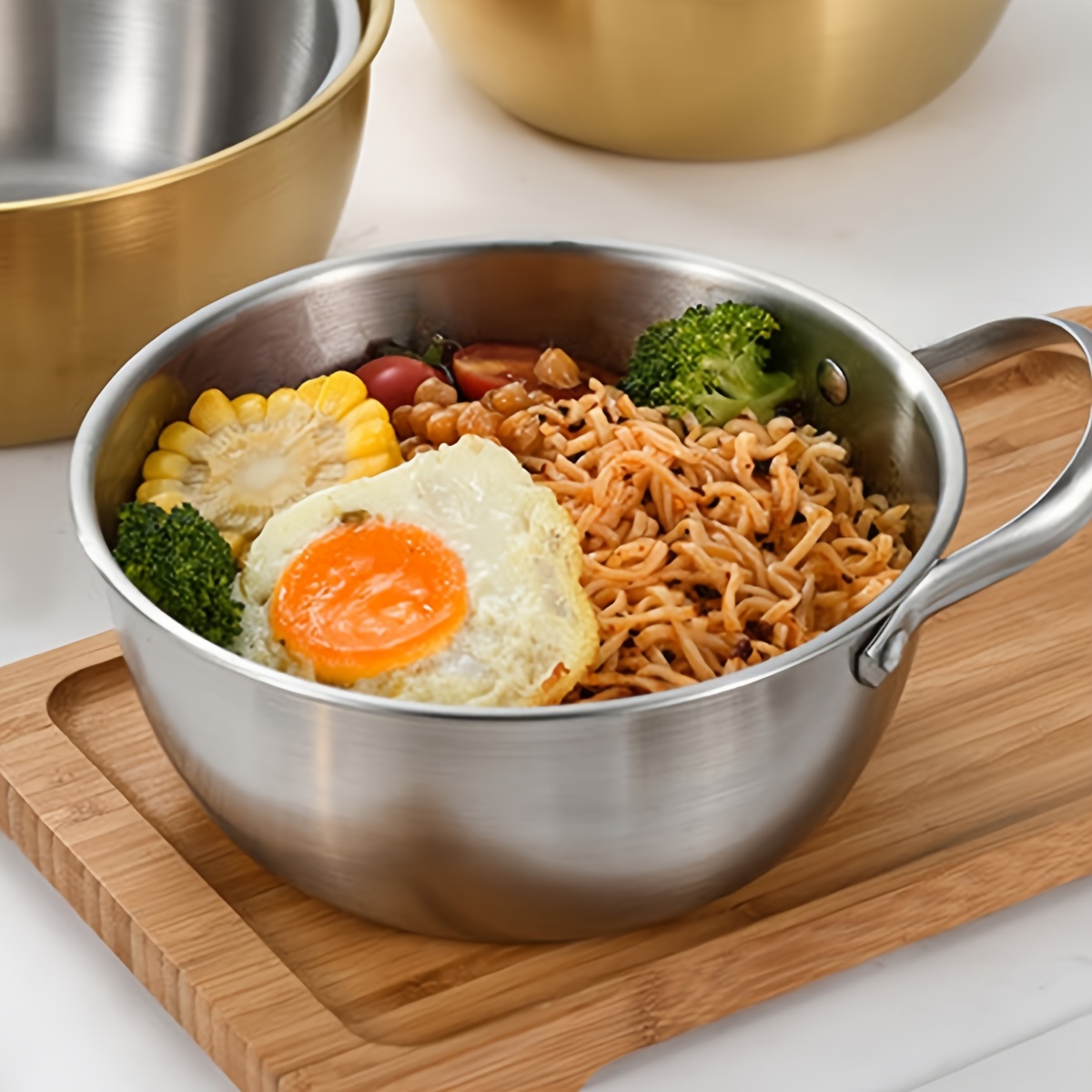 1pc Durable Stainless Steel Rice Bowl for Ramen, Pasta, Korean, Salad, and  More - Dishwasher Safe and Easy to Clean