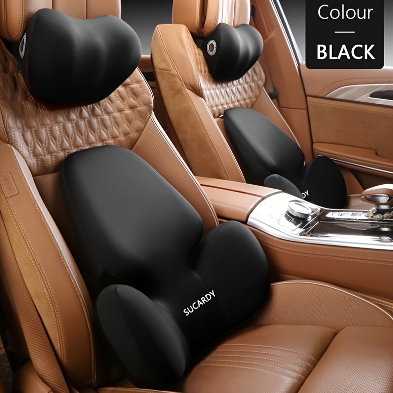 Car Auto Seat Back Lumbar Rest Pillow Memory Foam Heightening Seat Cushion  Brown