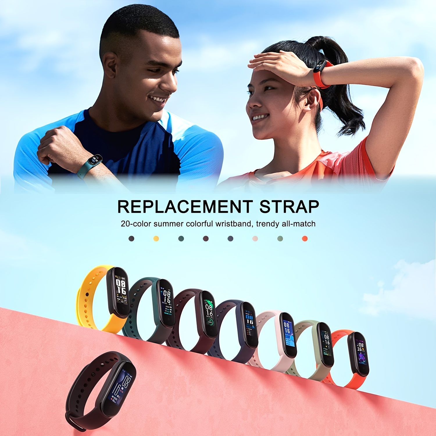 20 correas de repuesto compatibles con Xiaomi Mi Band 4 / Xiaomi Mi Band 3,  bandas para Xiaomi Mi Band 4, accesorios de pulsera de silicona para Mi