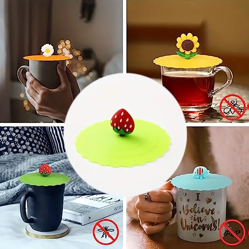 Cute Cartoon Silicone Cup Lids, Dust-proof Cup Cover For Mugs, Kawaii  Drinkware Accessories - Temu