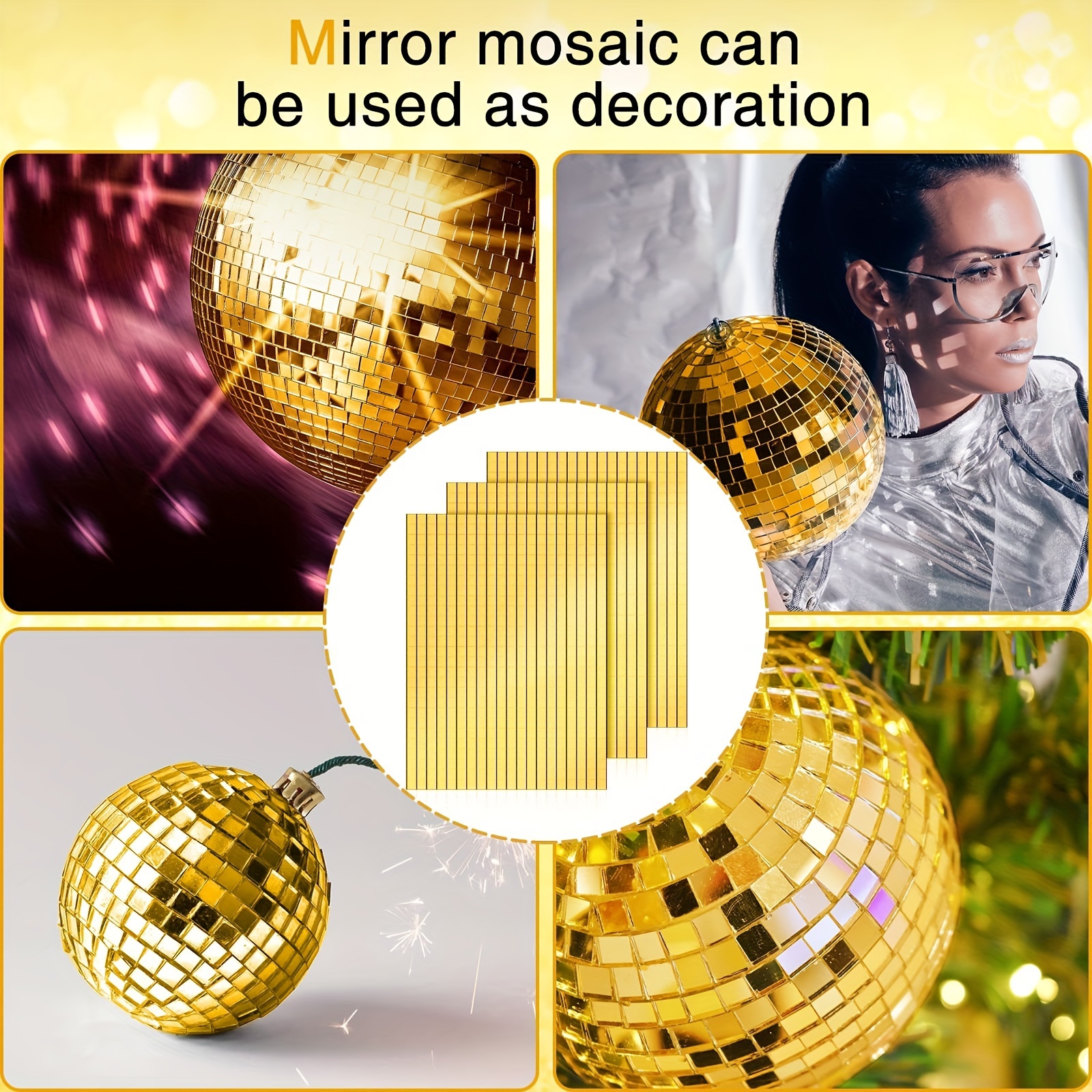 24000 PCS Self Adhesive Mosaic Tiles, 5 X 5 Mm Disco Tiles, Square Mirror  Mosaic Tiles For Interior Decoration, DIY Disco Ball, Card Making And Art  Collage