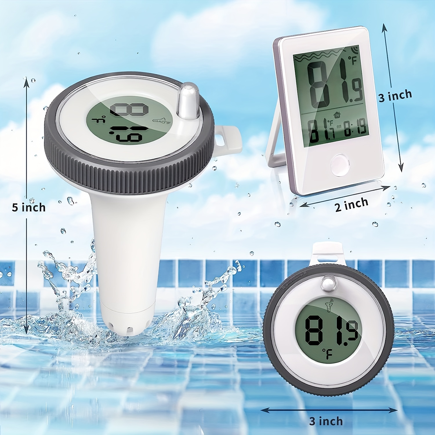 Wireless Pool Thermometer Floating Easy Read,digital Pool Thermometer  Wireless With Indoor Temperature Humidity Monitor, 3 Channels For Swimming  Pool, Bath Water, Small Ponds - Temu