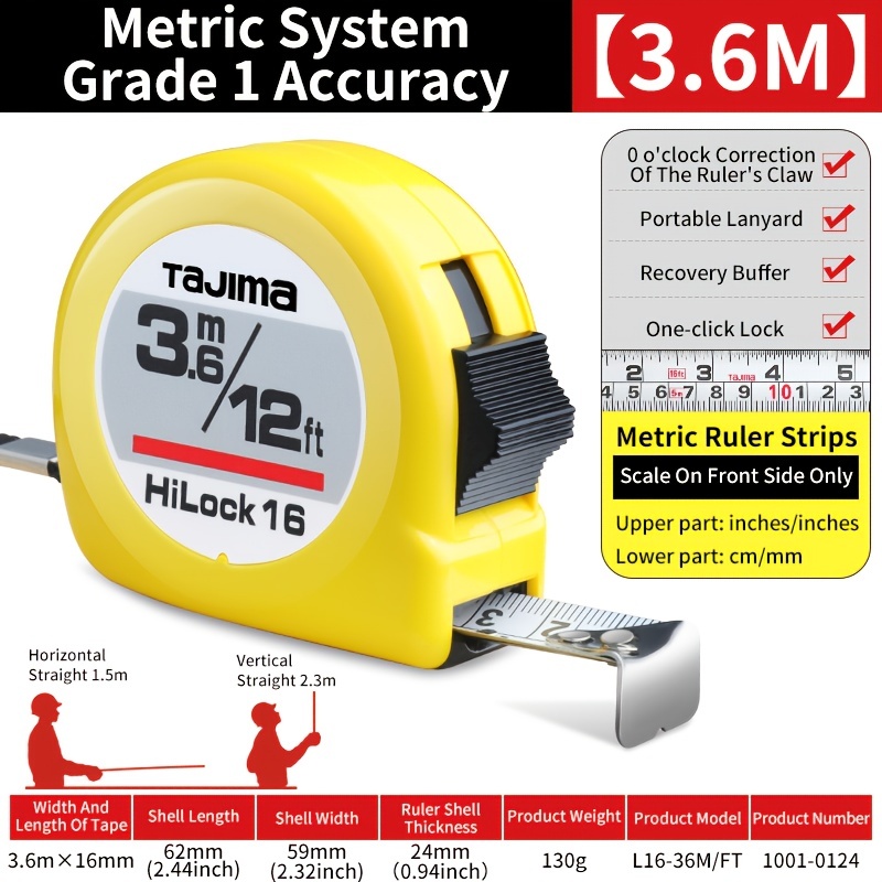 Tajima Tape Measure Easy To Read Imperial Inch Metric Scale - Temu Ireland