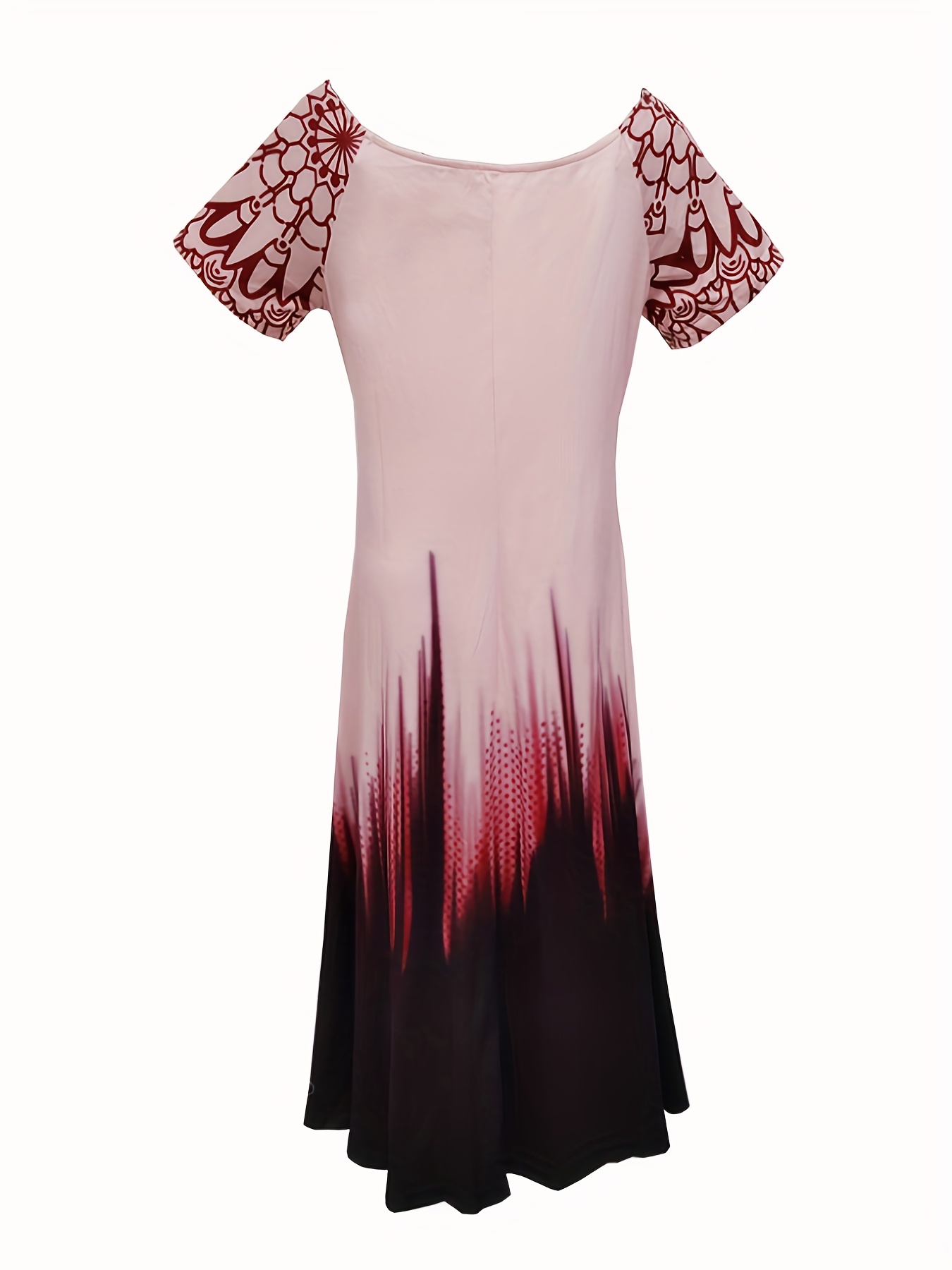floral print gradient dress casual v neck short sleeve maxi dress womens clothing