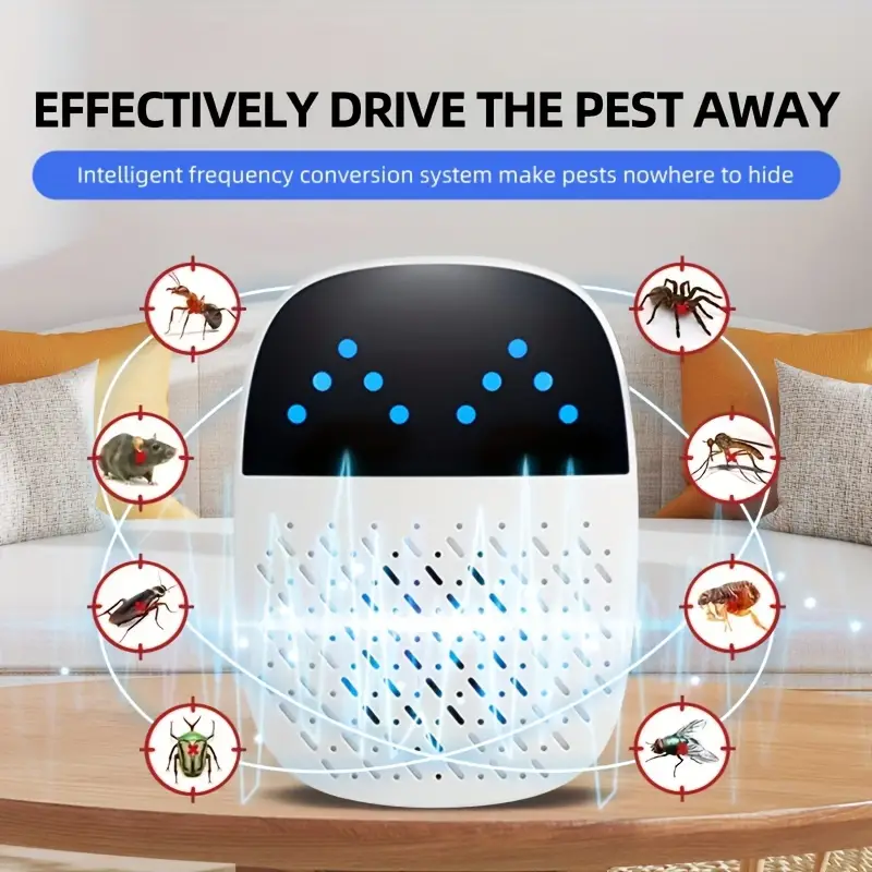 1pc high power ultrasonic insect repellers plug in new ai smart pulse resonance rat repellent insect repellent pest control indoor for mosquito insect mice spider bug ant cockroach applicable space 1000m ultrasonic insect details 0
