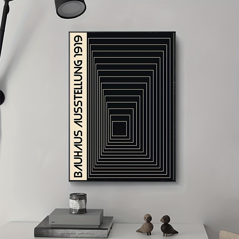 Frameless Abstract Geometric Canvas Painting Black And White - Temu