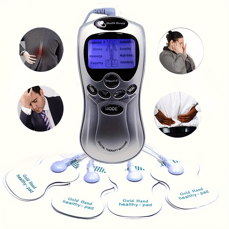 Tens Black Unit with 2 Pads,EMS Microcurrent Mini Massager Machine,Low  Frequency Multi Function Physiotherapy Instrument Muscle Stimulator,Full  Body