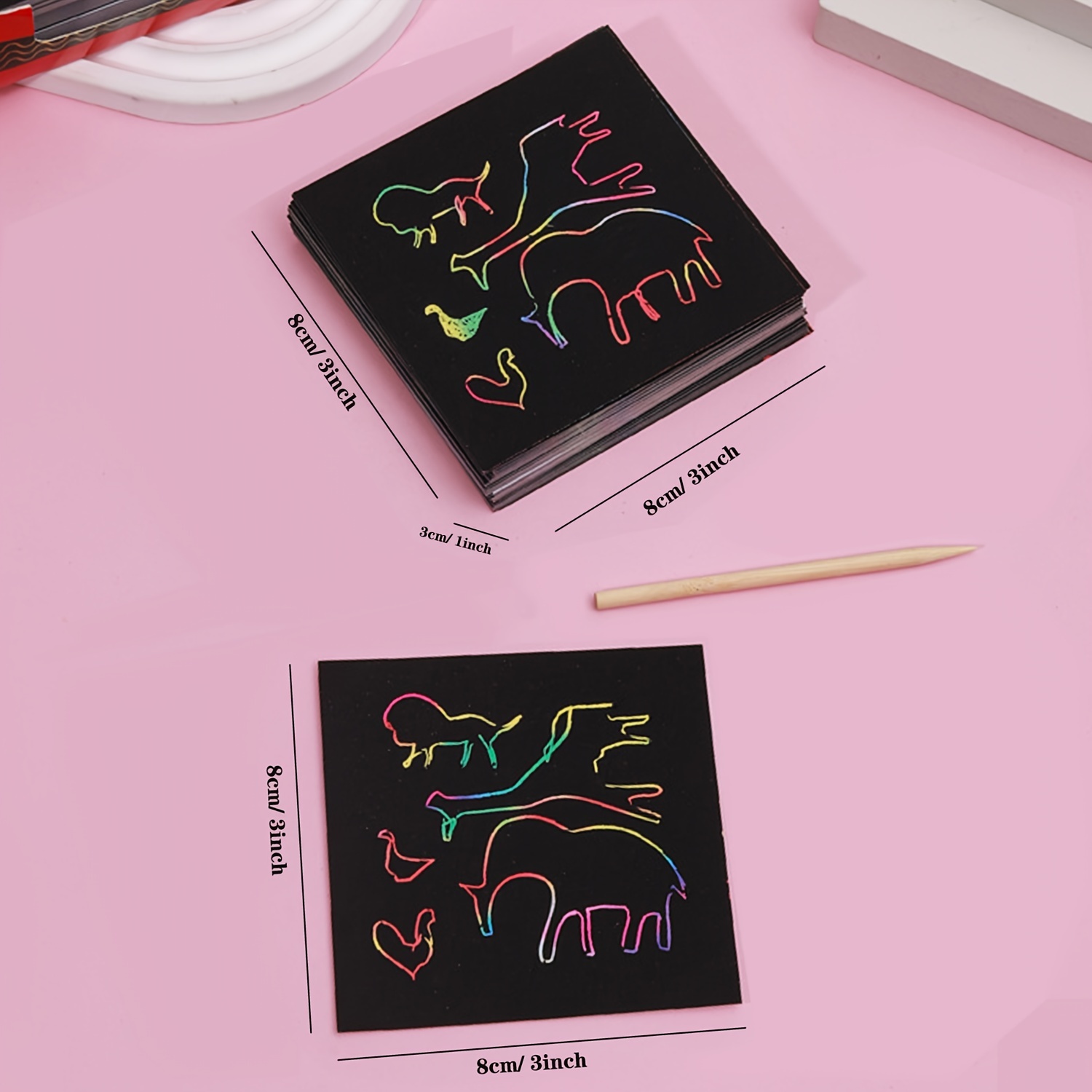 ZMLM Scratch Paper Art-Crafts Notebook: 2 Pack Bulk Rainbow Magic Paper Supplies Toys for 3 4 5 6 7 8 9 10 Years Old Girls Kids Favors Gifts for