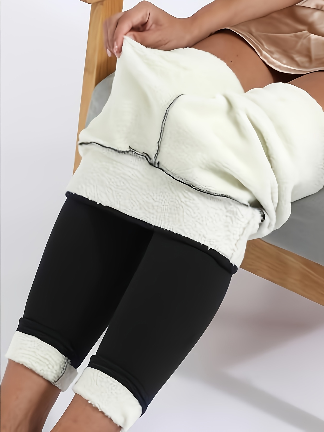 Solid Color Seamless Fleece Sports Leggings High Stretch - Temu