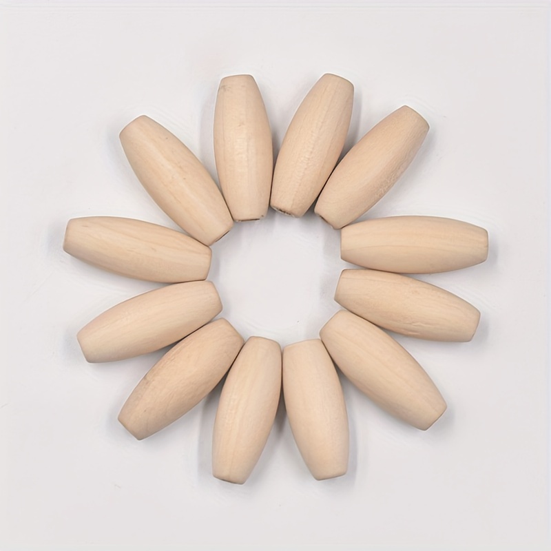Image of 20pcs 29 * 12mm Oval Wooden Beads For Jewelry Making Diy Necklace, Beaded Pendant Decors Handmade Craft Supplies