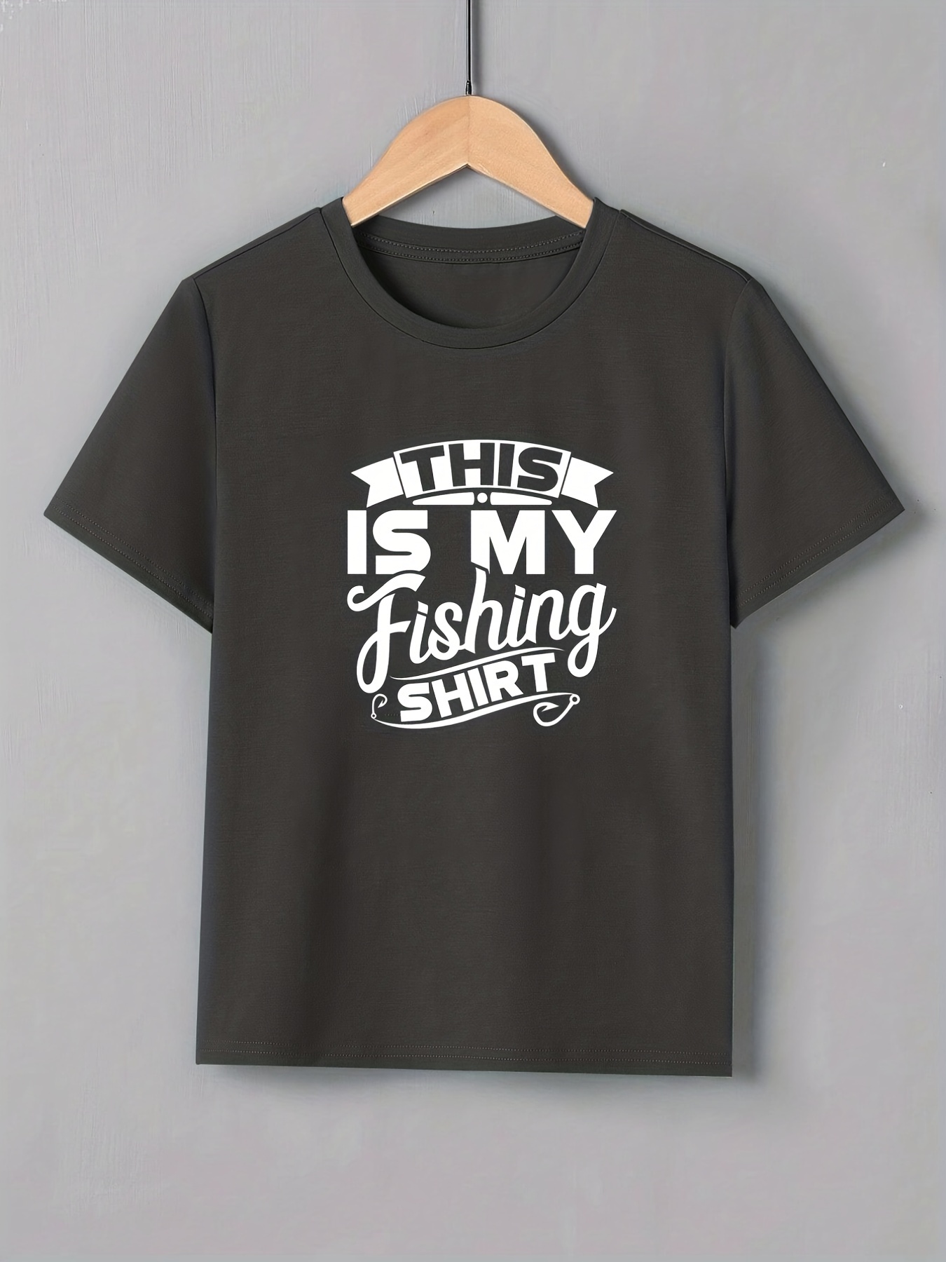 Fishing Shirt Letter Print Boys Creative T shirt Casual - Temu Japan