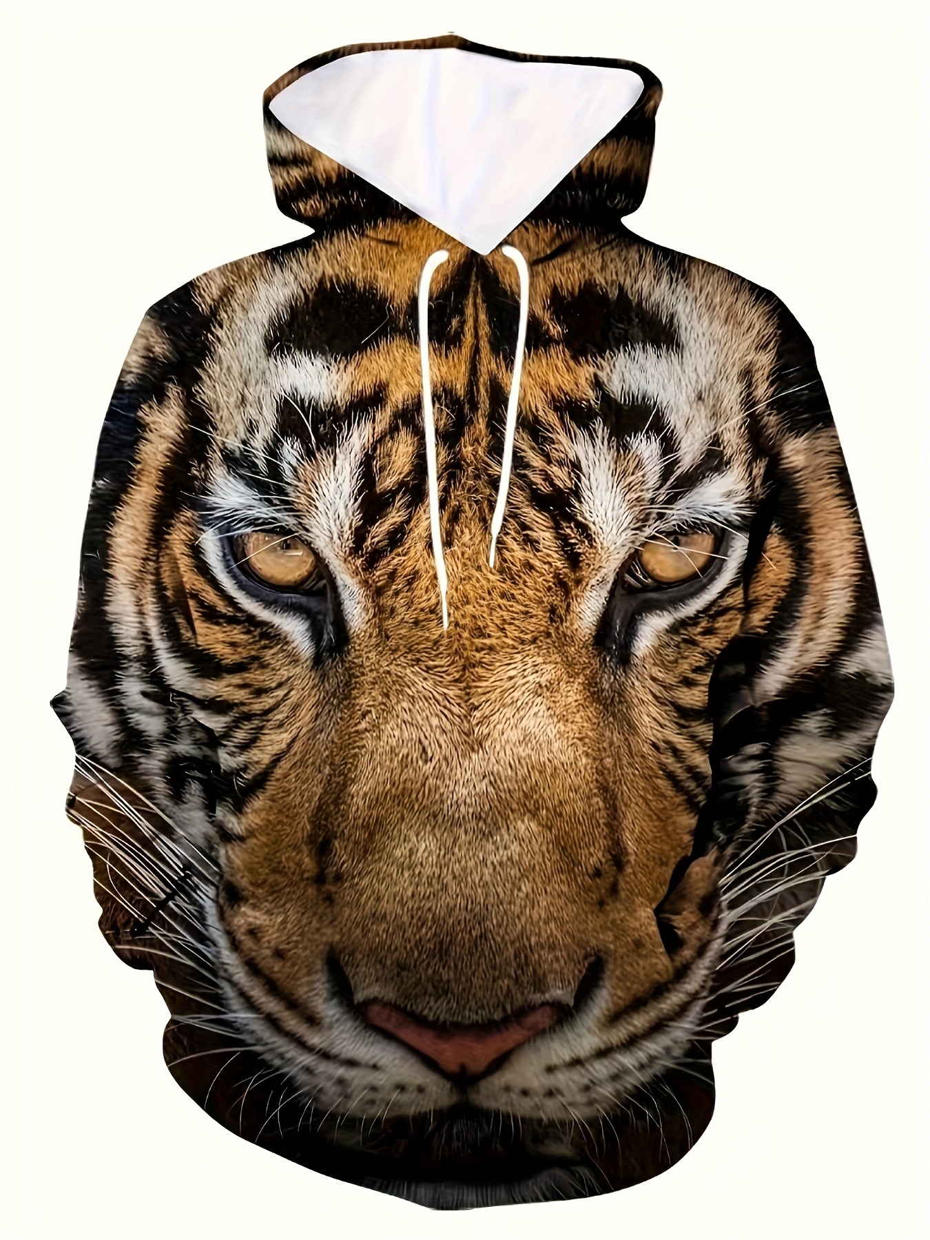 Men's 3d Tiger Graphic Hoodie Active Slightly Stretch - Temu
