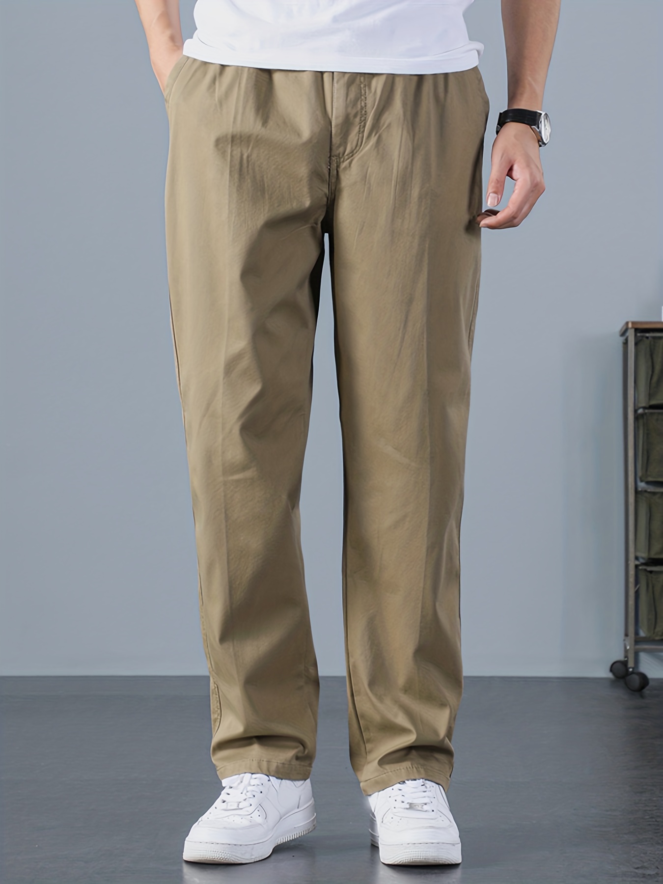 Pantalones Cargo Color Sólido Hombre Talla Pantalones - Temu Chile