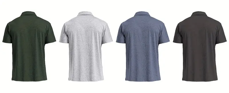 4pcs mens trendy quick dry shirt active slightly stretch breathable lapel button up short sleeve shirt for outdoor details 8