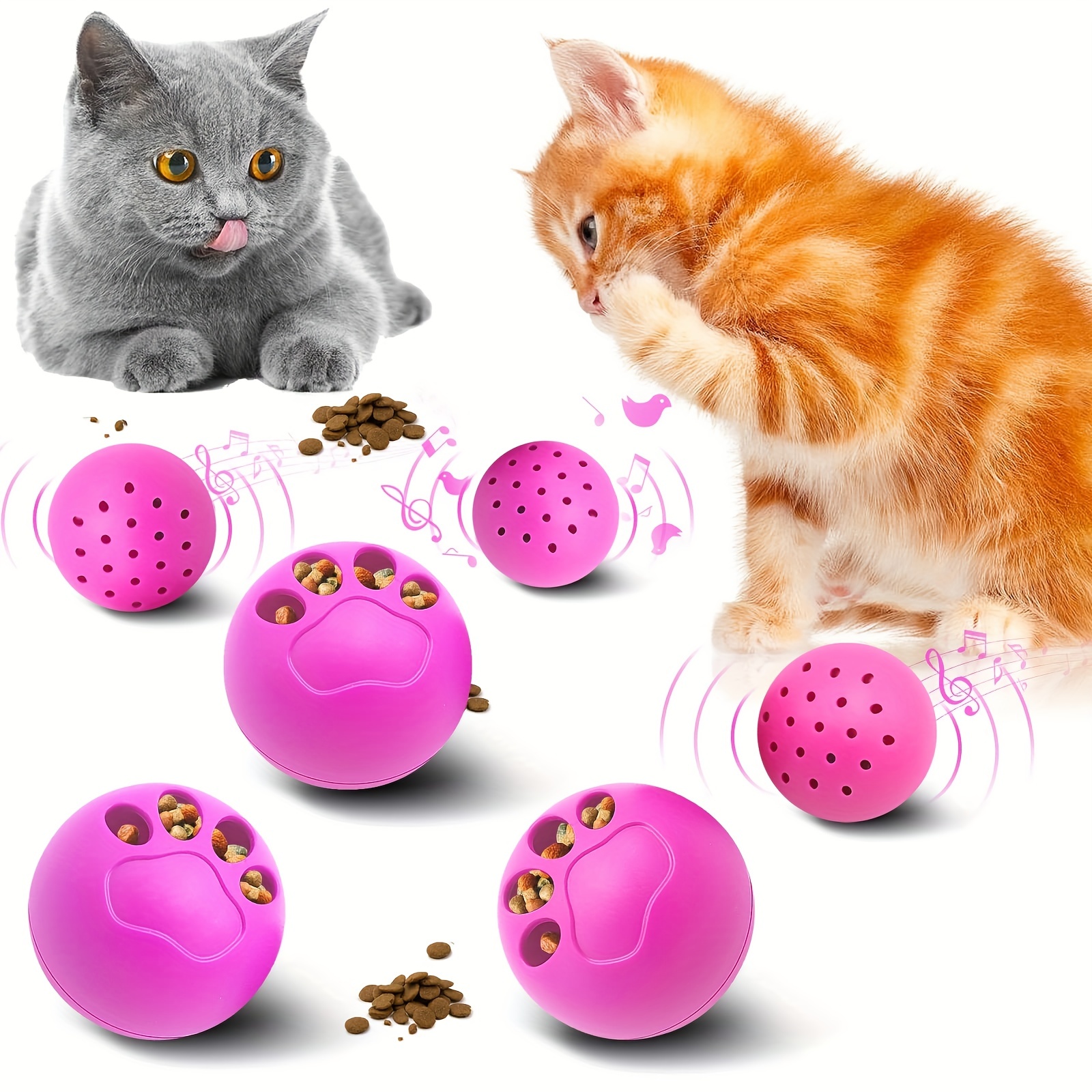 Cat Slow Feeder Ball Cat Tumbler with 2 Retractable Cat Toy, Adjustable Cat  Puzzle Feeder, Funny Pet Leaking Food Training Ball