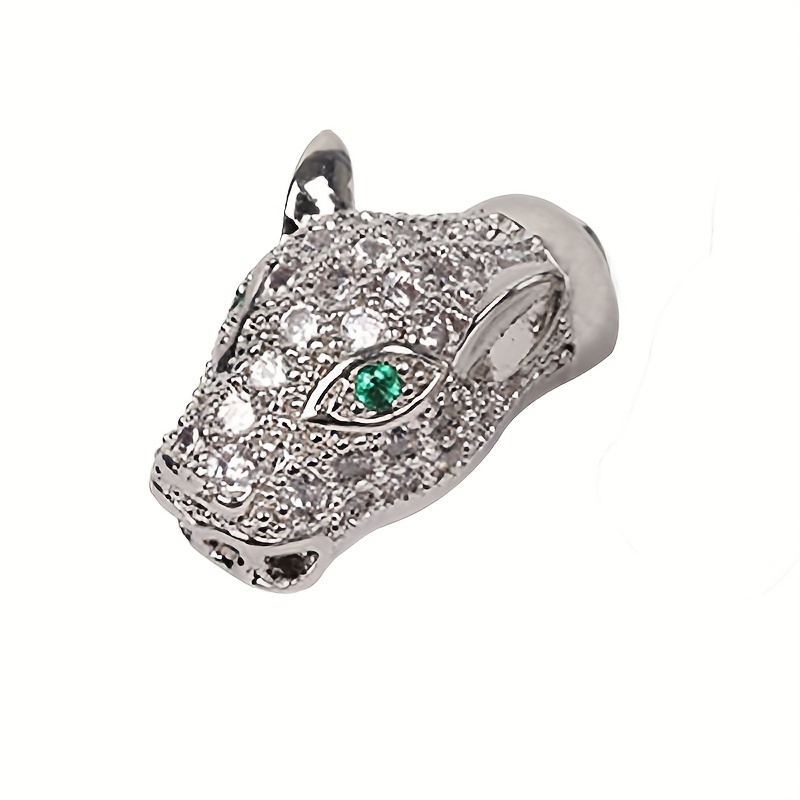 Panther Head Design in Silver Bracelet with CZ Diamonds