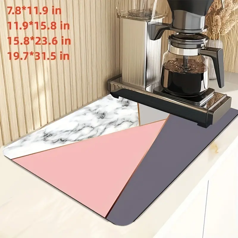 Marble Style Dish Drying Mat, Color Contrast Rubber Draining Mat, Non-slip Super  Absorbent Wear-resistant Coffee Machine Mat, Placemat For Countertop Dining  Patio Table Decorations, Home Kitchen Supplies - Temu