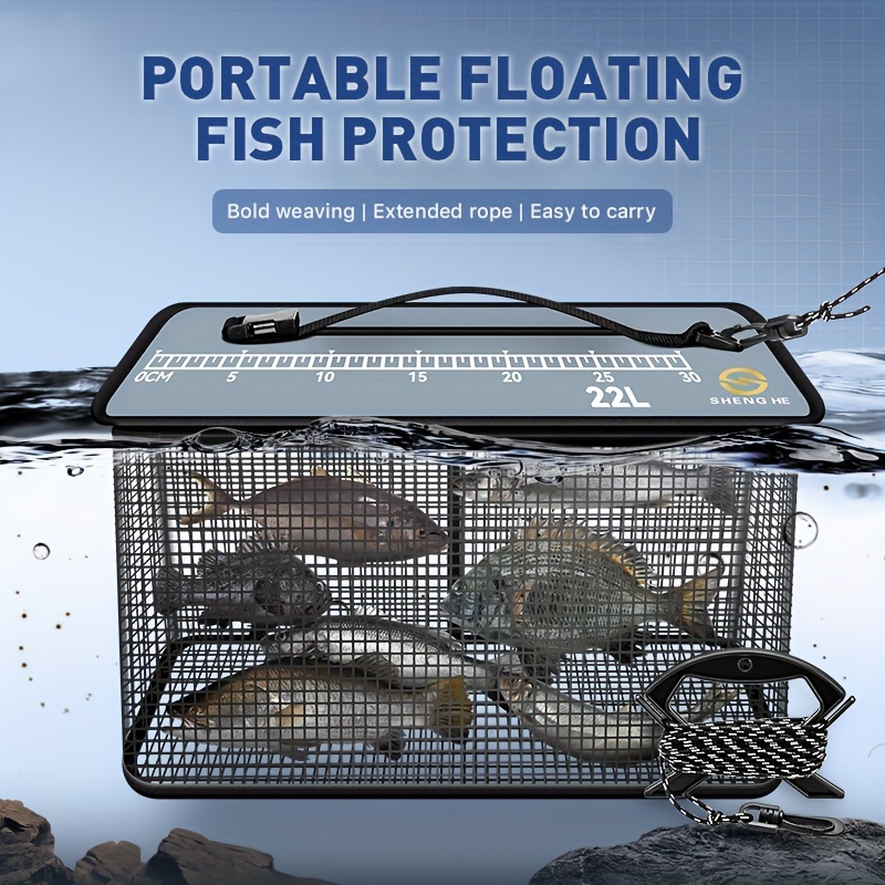 Collapsible Fishing Basket - Portable and Anti-Hanging Live Fish Cage with  Quick Drying Technology