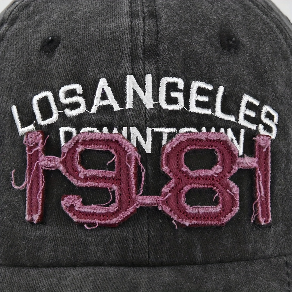 1981 Embroidery Ripped Baseball Cap Washed Distressed Cotton Dad Hats Unisex