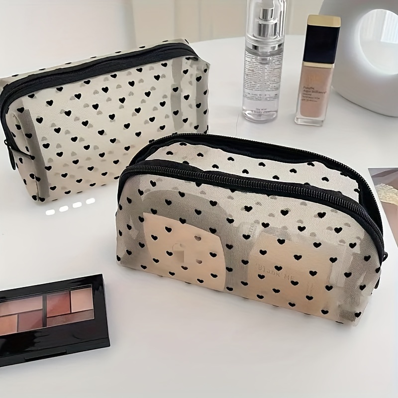 Portable Cosmetic Bag Makeup Case Transparent Mesh Storage