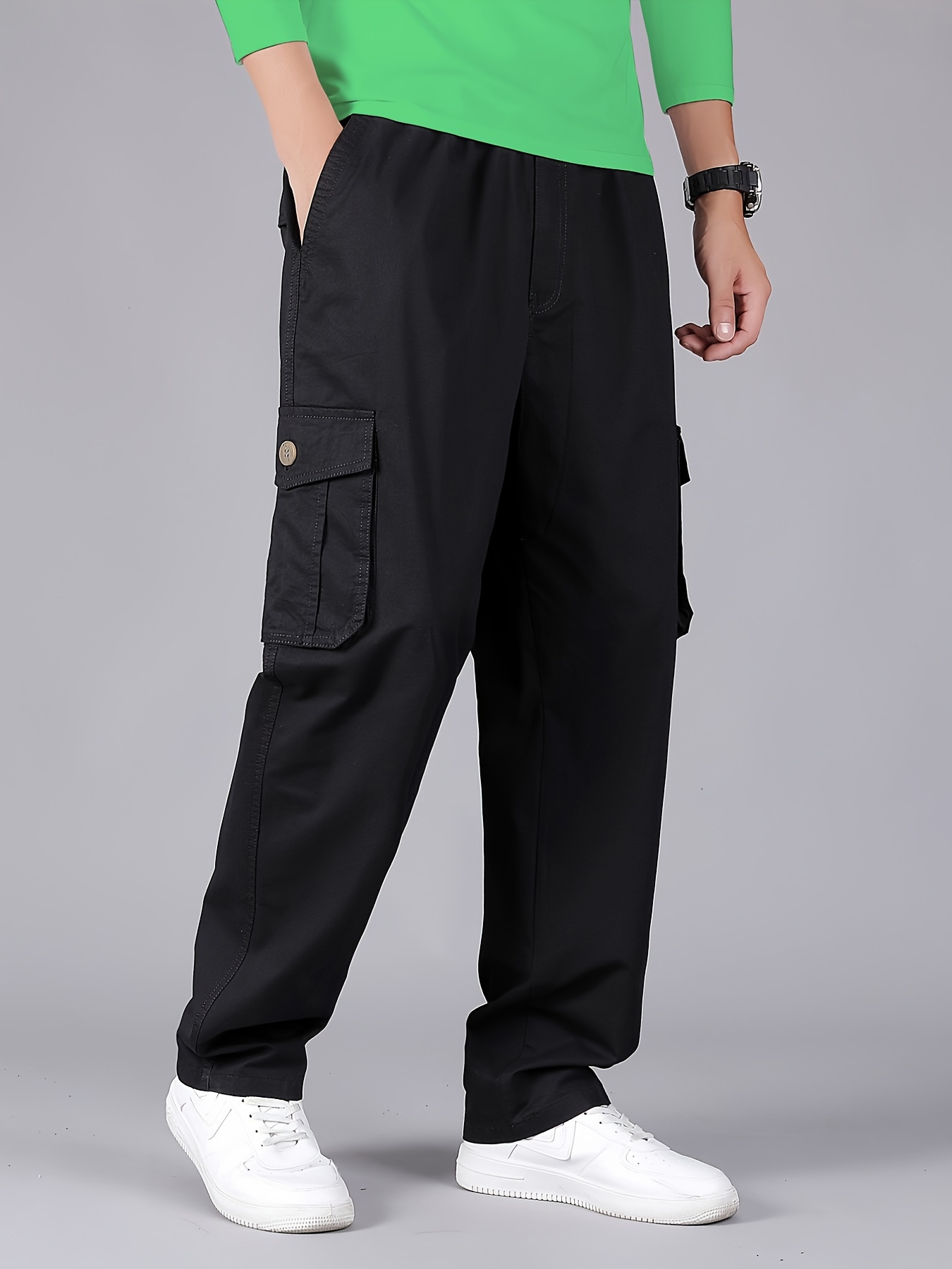 Pantalones cargo para hombre con seis bolsillos, pantalones de trabajo de  algodón elástico para hombre