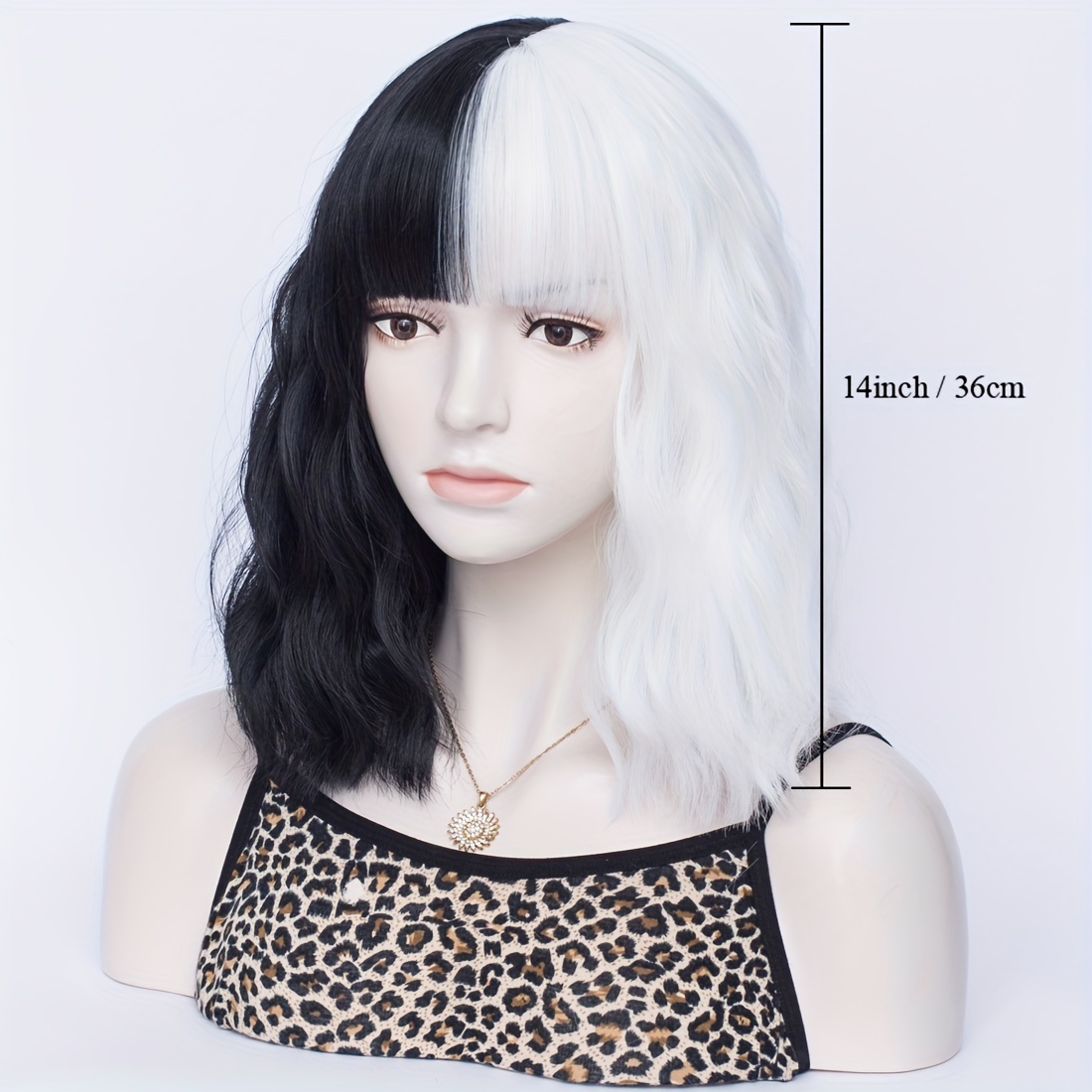 Two Tone Short Curly Wig with Bangs - Shoulder Length Synthetic Split Wig